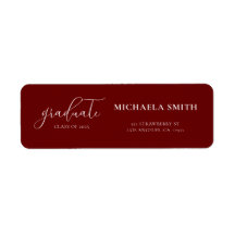 Maroon Elegant Script Graduation Return Address