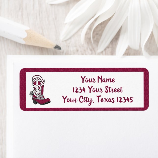 Etiqueta Maroon Heart Patterin Boot (In situ)