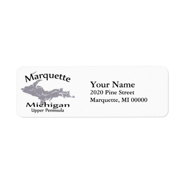 Etiqueta Marquette Michigan Map Design Return Address (Frente)