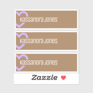 Etiqueta marrón vintage de forma de corazón morado