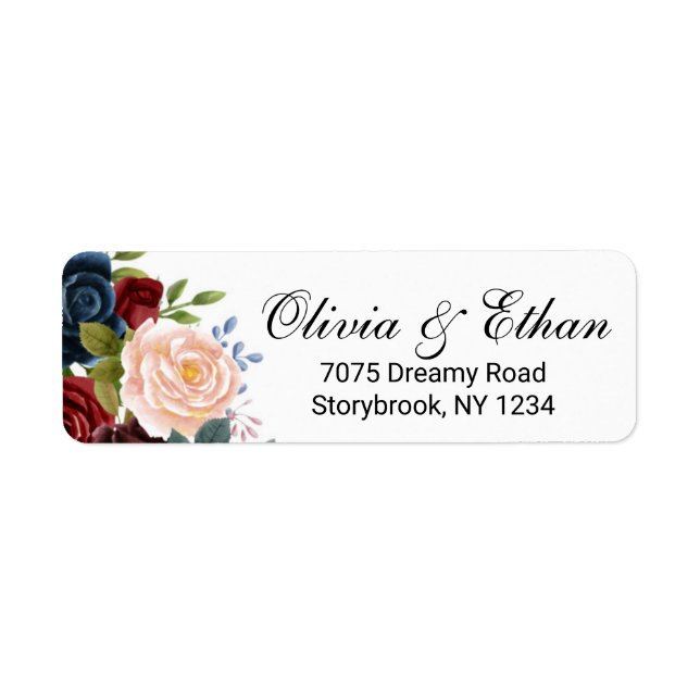 Etiqueta Marsala Floral de la Marina Rosa (Frente)