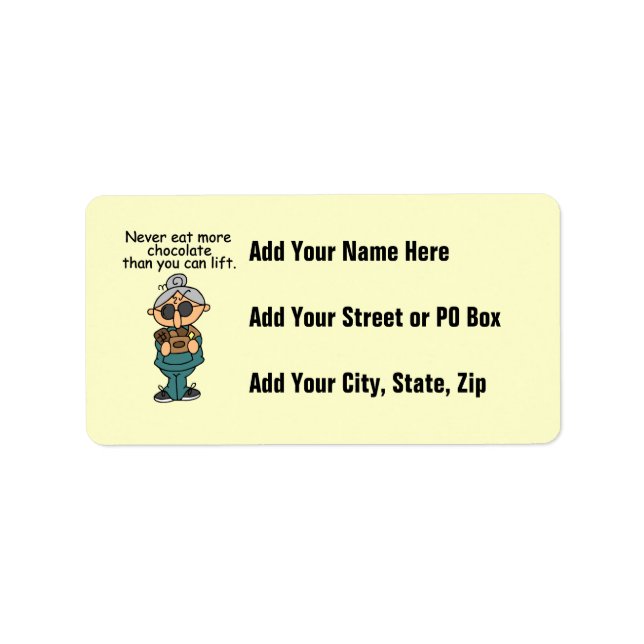 Etiqueta Más humor de chocolate (Frente)