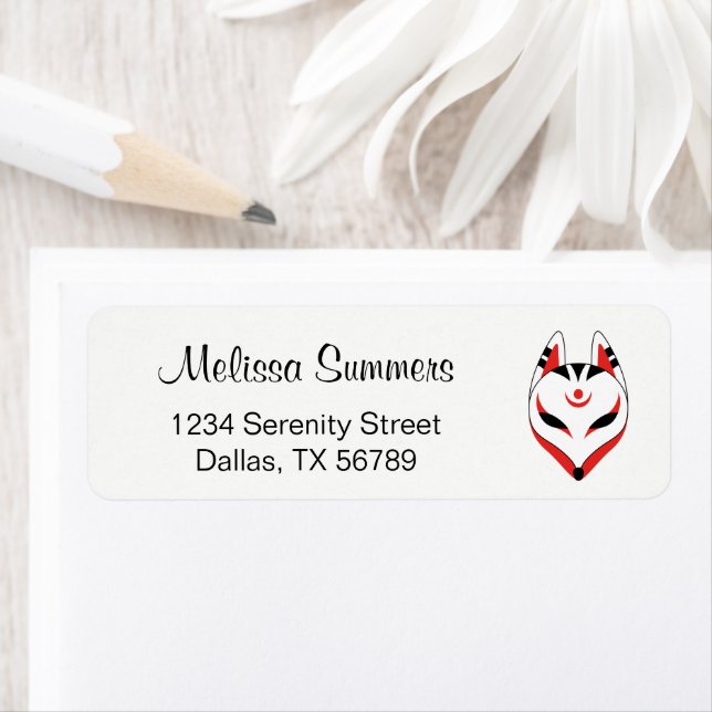 Etiqueta Máscara de Fox de Kitsune (In situ)