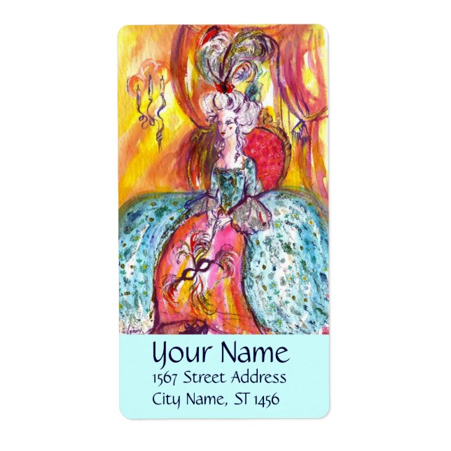 Etiqueta Máscara de mascarada veneciana de COLOMBINA / Azul (Frente)