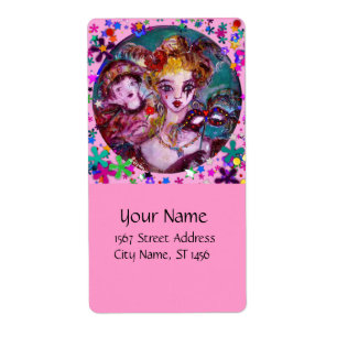 ETIQUETA MÁSCARAS Y CONFETTI DE MASQUERADE VENECIANA DE VAL