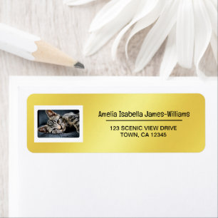 Etiqueta Mascota Cat Photo Elegant Modern Return Address Go