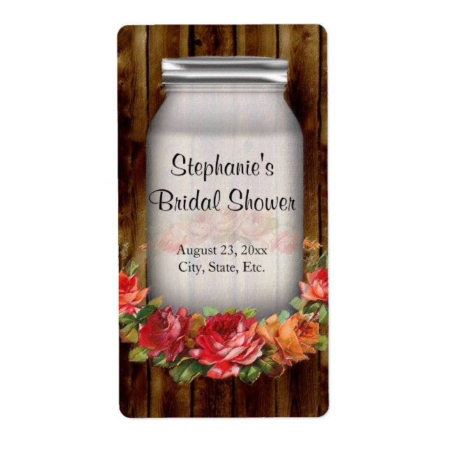 Etiqueta Mason Jar Flower Wreath Brillante (Frente)