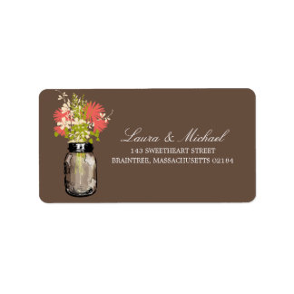 Etiqueta Mason Jar Flowers | Dirección de correo