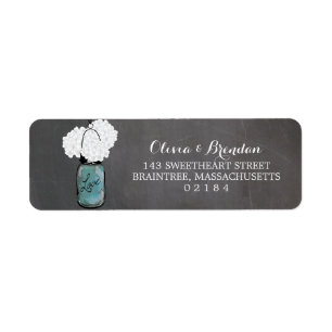 Etiqueta Mason Jar Hydrangeas Chalkboard Return Address