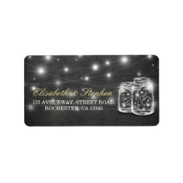 Etiqueta Mason Jar String Lights Chalkboard Dirección Boda