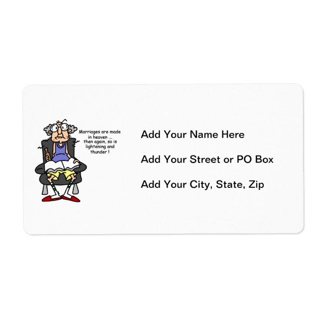 Etiqueta Matrimonio, relámpago, humor trueno (Frente)