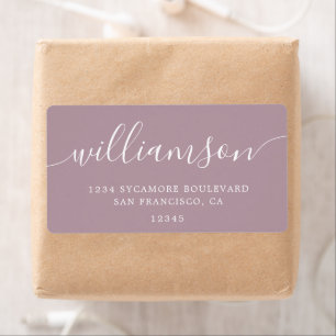 Etiqueta Mauve Shadows Modern Script Family Return Address