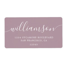 Etiqueta Mauve Shadows Modern Script Family Return Address