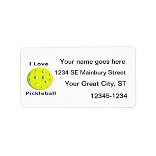 Etiqueta Me encanta el pickleball con la bola amarilla. png