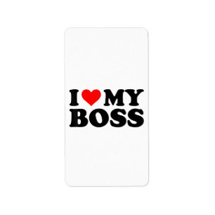 Etiqueta Me Encanta Mi Jefe Funny Red Heart Boss Yo Corazón