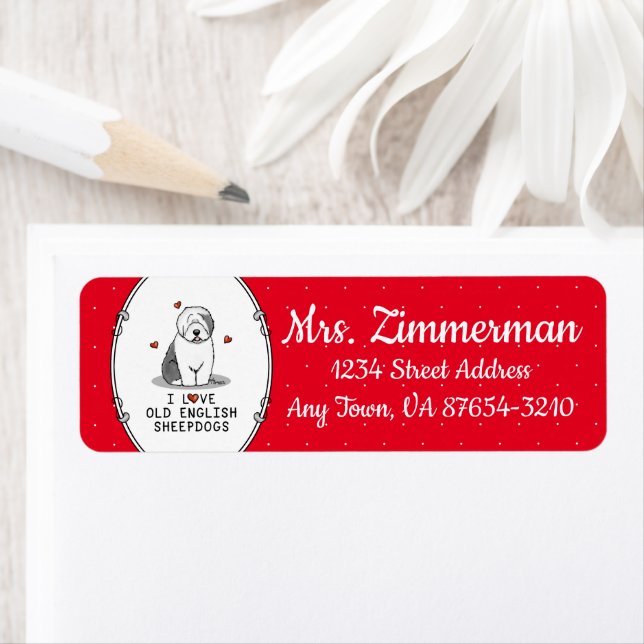 Etiqueta Me encantan los viejos perros pastores ingleses (G (In situ)