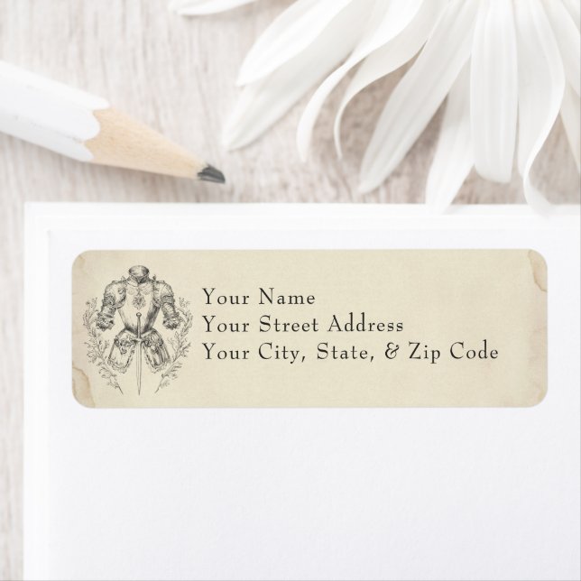 Etiqueta Medieval Fantasy Armor Black Etching Wedding (In situ)