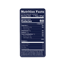 Etiqueta Medio Pint Miel Nutrición Hechos Comida Azul Oscur