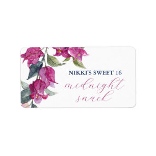 Etiqueta Mediterranean Bougainvillea Birthday Snack Labels