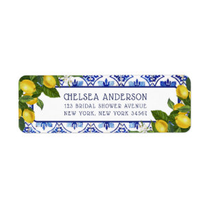 Etiqueta Mediterranean Lemon Blue Tiles Bridal Shower