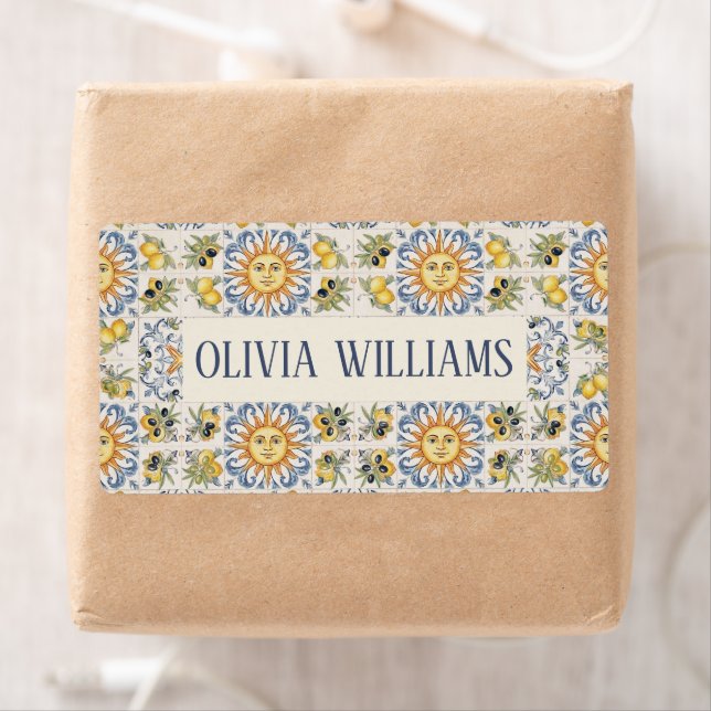 Etiqueta Mediterranean Lemon Tile Italian Coastal Design (In situ)