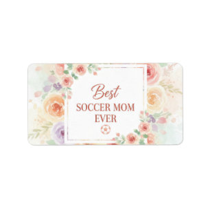 Etiqueta Mejor Mamá de Fútbol Americano Diseño Floral Acuar