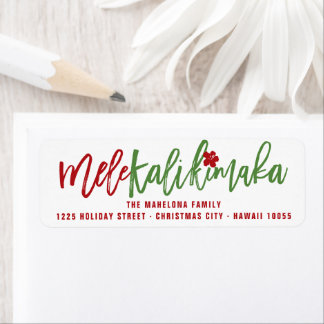 Etiqueta Mele Kalikimaka Dirección de Navidades de guiones