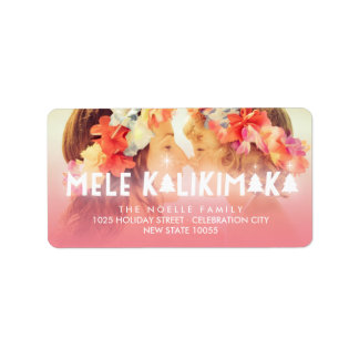 Etiqueta Mele Kalikimaka Glow Christmas Stars Photo Address