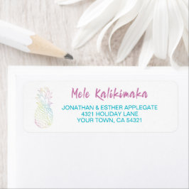 Etiqueta Mele Kalikimaka Navidades Piña Tropical
