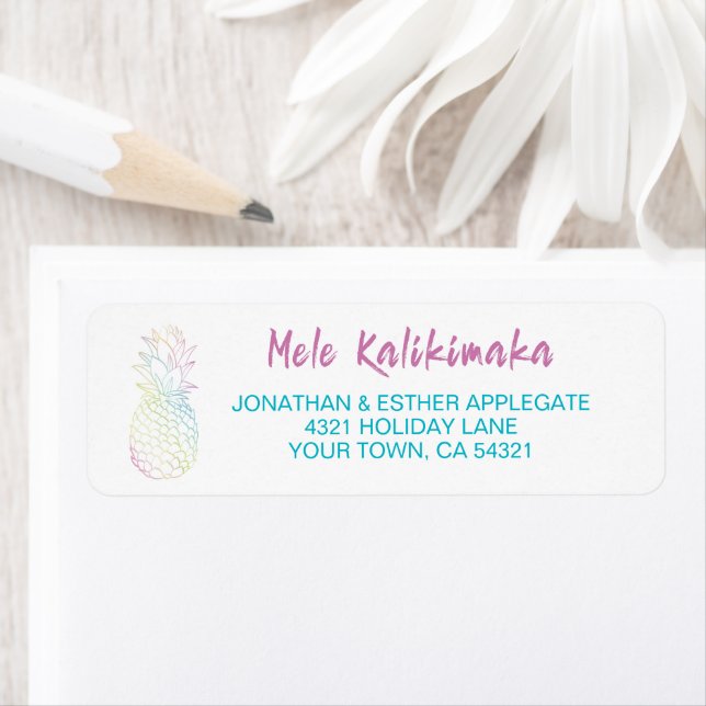 Etiqueta Mele Kalikimaka Navidades Piña Tropical (In situ)
