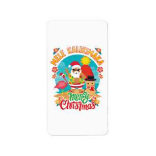 Etiqueta Mele Kalikimaka para un brillante Navidad hawaiano
