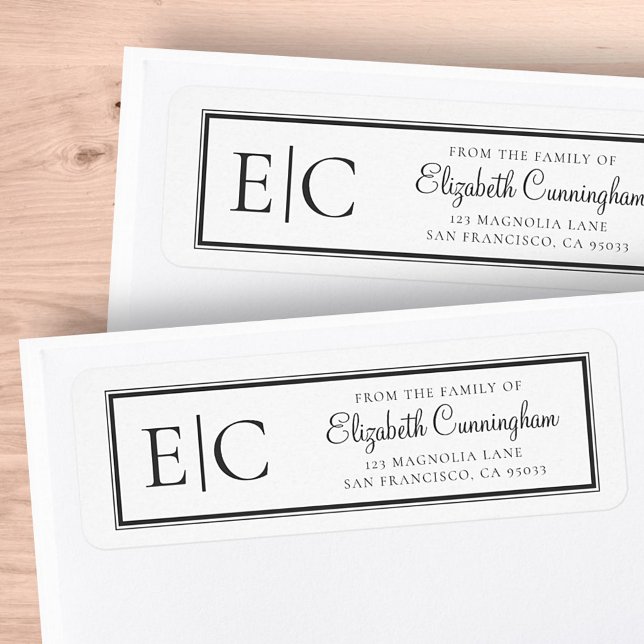 Etiqueta Memorial Classic Simple Monograma Dirección de Ret (Subido por el creador)