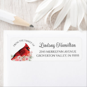 Etiqueta Memorial Watercolor Cardinal Floral Return Address