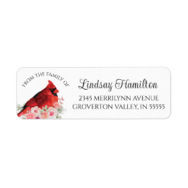 Etiqueta Memorial Watercolor Cardinal Floral Return Address