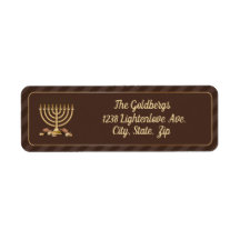 Menorah dorada y franjas diagonales