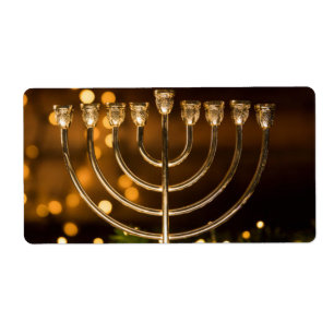 Etiqueta Menorah Hanukkah