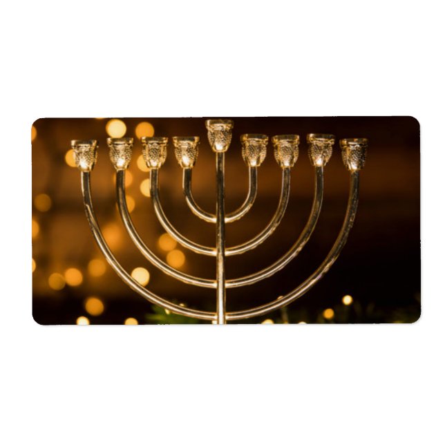 Etiqueta Menorah Hanukkah (Frente)