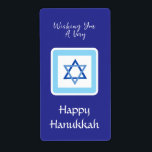 Etiqueta Mensaje HANUKKAH rectángulo azul<br><div class="desc">personalizar tu mensaje de la temporada de vacaciones. ¡Me encanta la pintura y el diseño! Espero que disfrutes de mi trabajo artístico.</div>