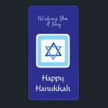 Etiqueta Mensaje HANUKKAH rectángulo azul<br><div class="desc">personalizar tu mensaje de la temporada de vacaciones. ¡Me encanta la pintura y el diseño! Espero que disfrutes de mi trabajo artístico.</div>