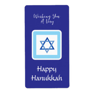 Etiqueta Mensaje HANUKKAH rectángulo azul
