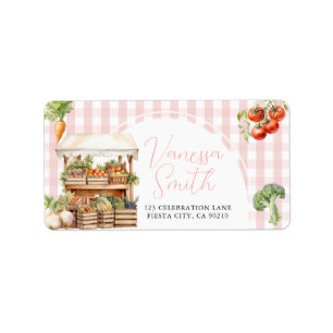 Etiqueta Mercado fresco local Baby Shower Gingham