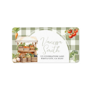 Etiqueta Mercado fresco local Baby Shower Gingham