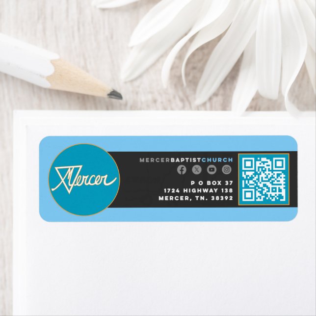 Etiqueta Mercer Baptist Church Address Labs (In situ)