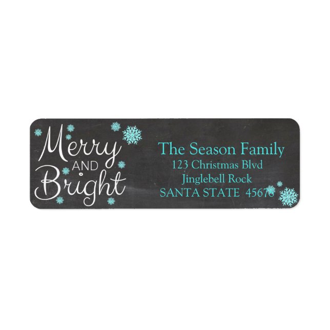 Etiqueta Merry & Bright chalkboard stars holiday label (Frente)