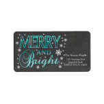 Etiqueta Merry & Bright chalkboard stars holiday label<br><div class="desc">Add a special detail to your holiday letters! After all the work and stress, tell them you have a new address! There is no better ( and easier!) way to spread the news than adding this label to your Christmas post. There are many different labels available, so pick the design...</div>