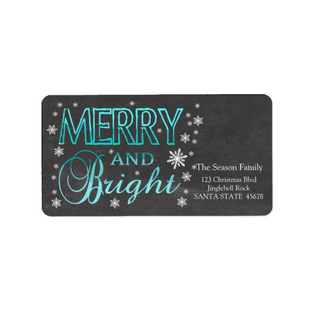 Etiqueta Merry & Bright chalkboard stars holiday label (Frente)