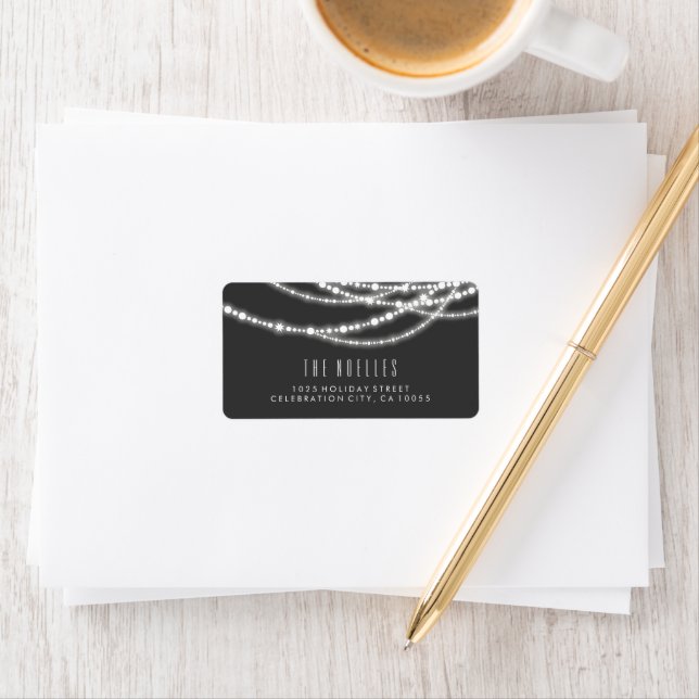 Etiqueta Merry & Bright Christmas Sparkling Lights Address (In situ)