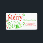 Etiqueta Merry & Bright stars holiday label<br><div class="desc">Add a special detail to your holiday letters! After all the work and stress, tell them you have a new address! There is no better ( and easier!) way to spread the news than adding this label to your Christmas post. There are many different labels available, so pick the design...</div>