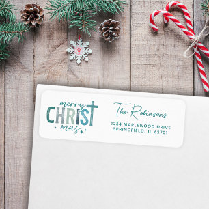 Etiqueta Merry Christ mas Christian Boho Personalizado Nomb