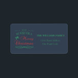 Etiqueta Merry Christmas<br><div class="desc">We wish you a Merry Christmas design with floral decoration on blue background</div>